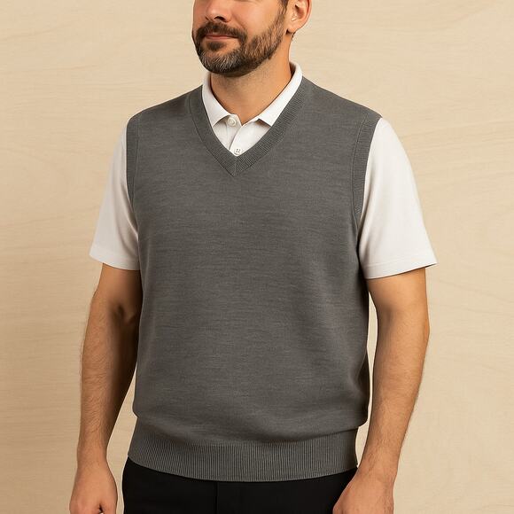 Tiger Woods Collection Men’s XL Gray Wool Golf Vest Windstopper Style - Picture 1 of 6